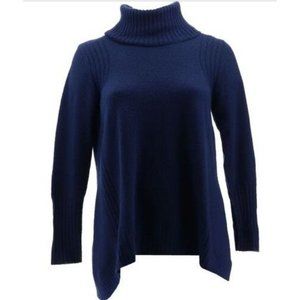 DG2 Diane Gilman Turtleneck Swing-Hem Sweater 779-665 Navy XL